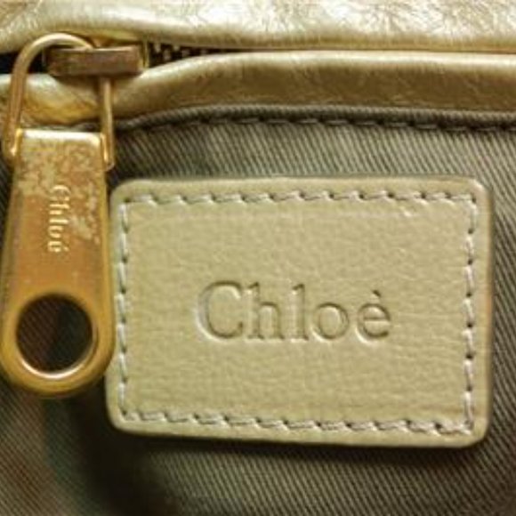 Auth Chloe Marcie Medium Shoulder Bag Leather Peal Gold - Picture 13 of 15
